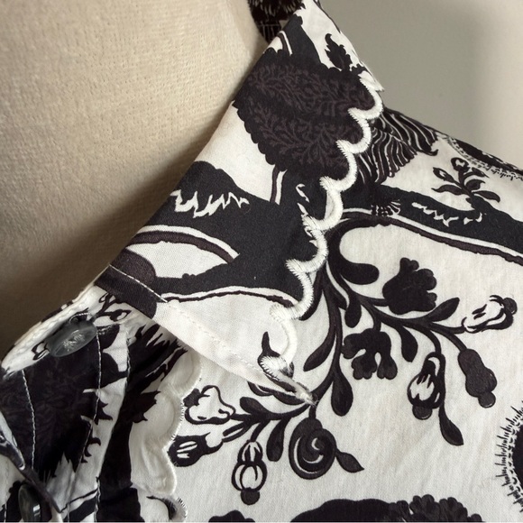 J. Crew Ruffled Slim Perfect Shirt in Ratti Sunflower Floral Print Size 10 - Picture 6 of 10